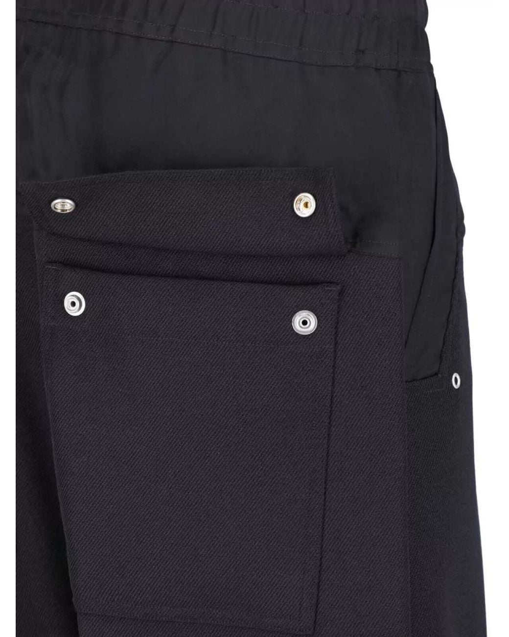 Rick Owens Blue Wool Straight-Leg Cargo Shorts for men