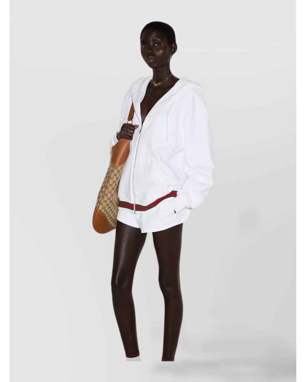 Gucci White Cotton Oversized Hooded Sweatshirt