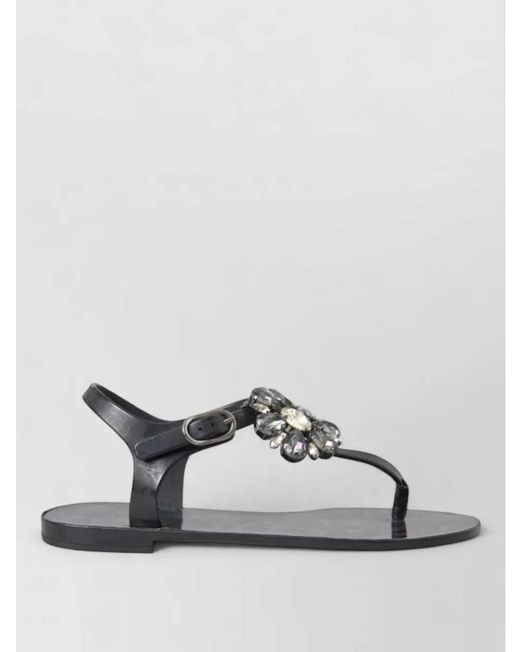 Dolce & Gabbana Gray Crystal-Embellished Rubber Slides