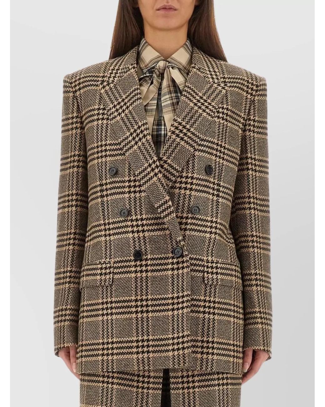 Saint Laurent Brown Silk Cashmere Double-Breasted Blazer