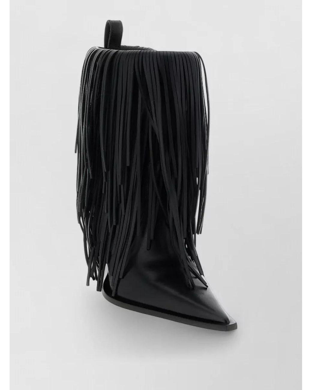 Balenciaga Black Leather Avenue Fringe Ankle Boots