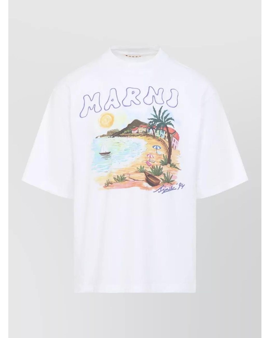 Marni White Cotton Relaxed-Fit Logo-Print T-Shirt for men