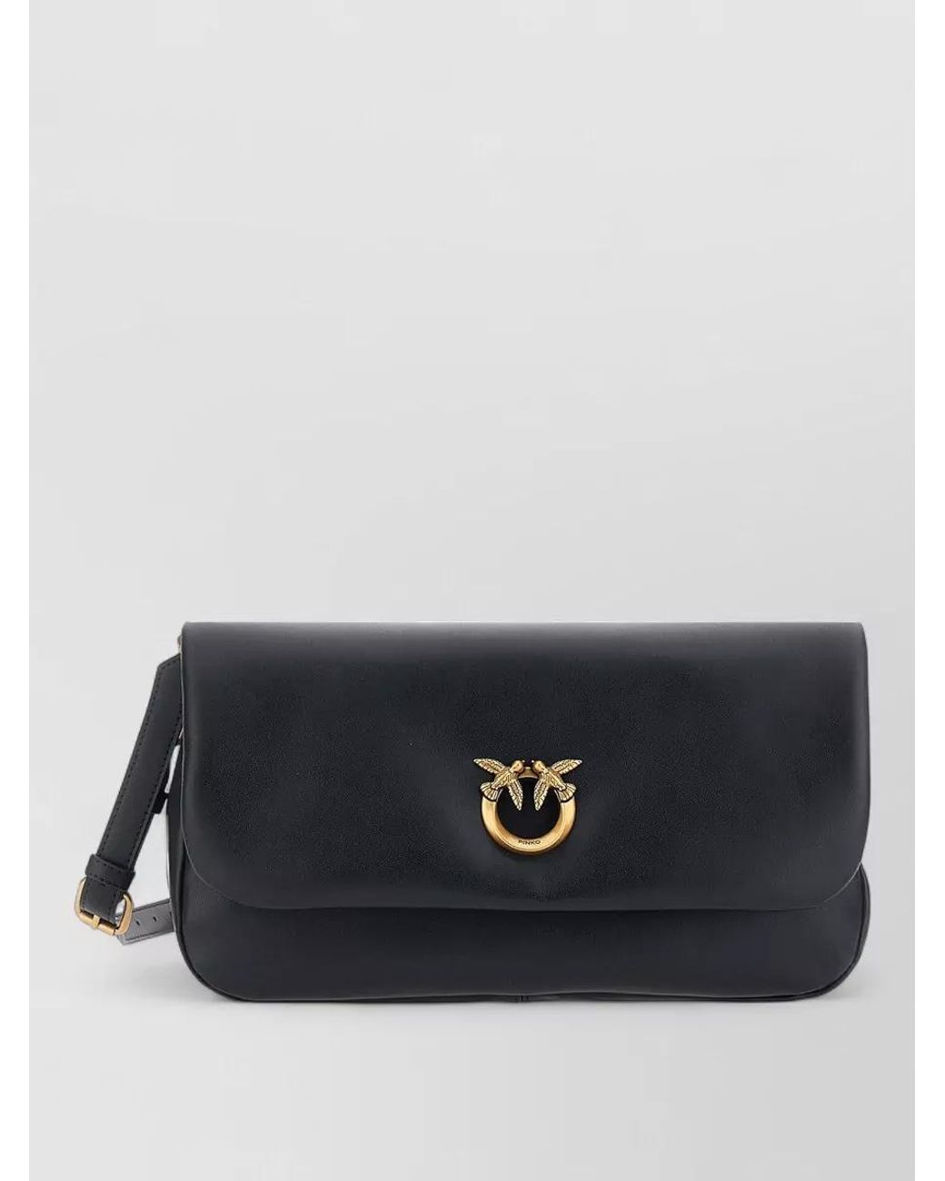 Pinko Black Love Bag Click Lamb Leather Shoulder Bag