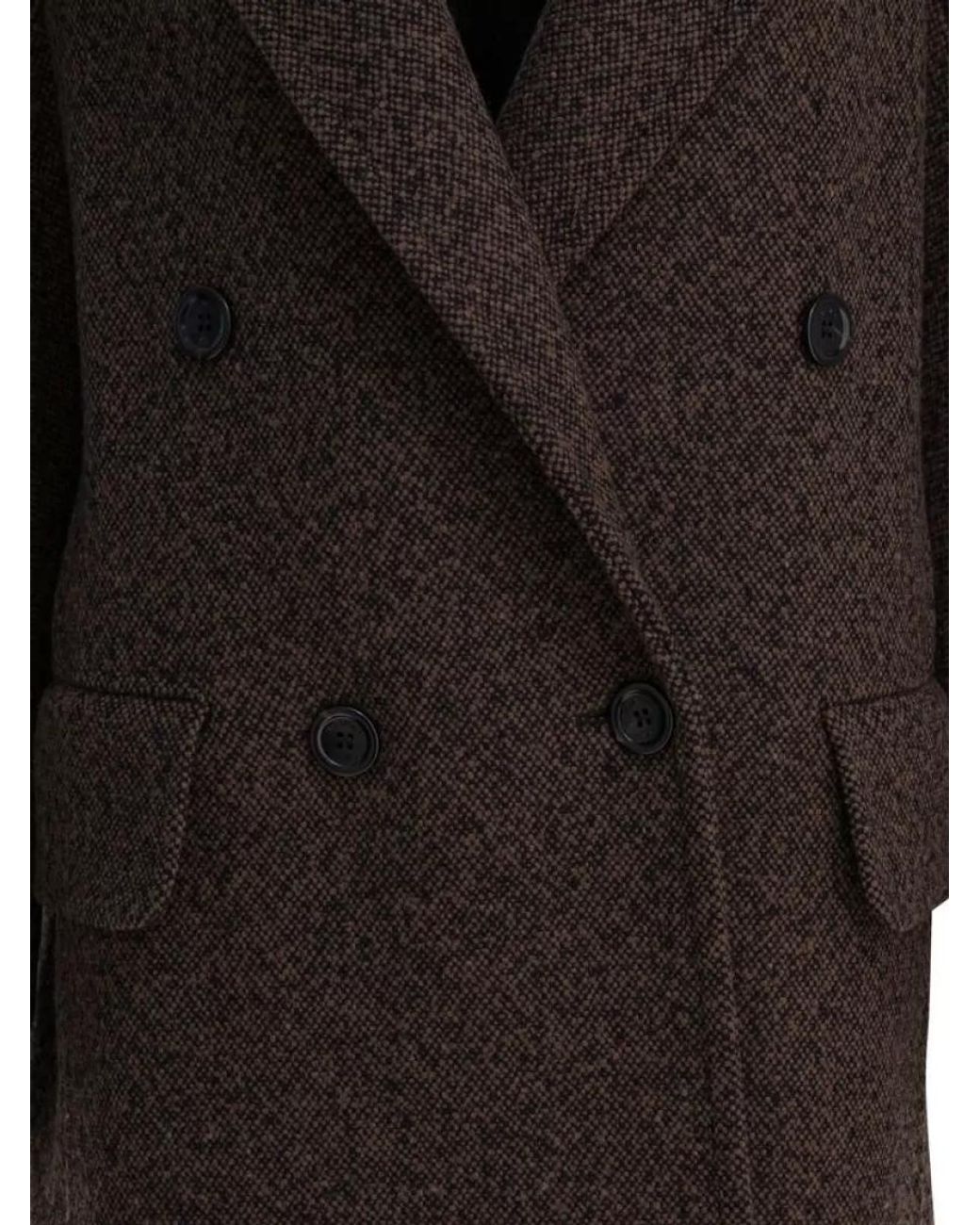 Max Mara Black Long Double-Breasted Wool Cashmere Coat