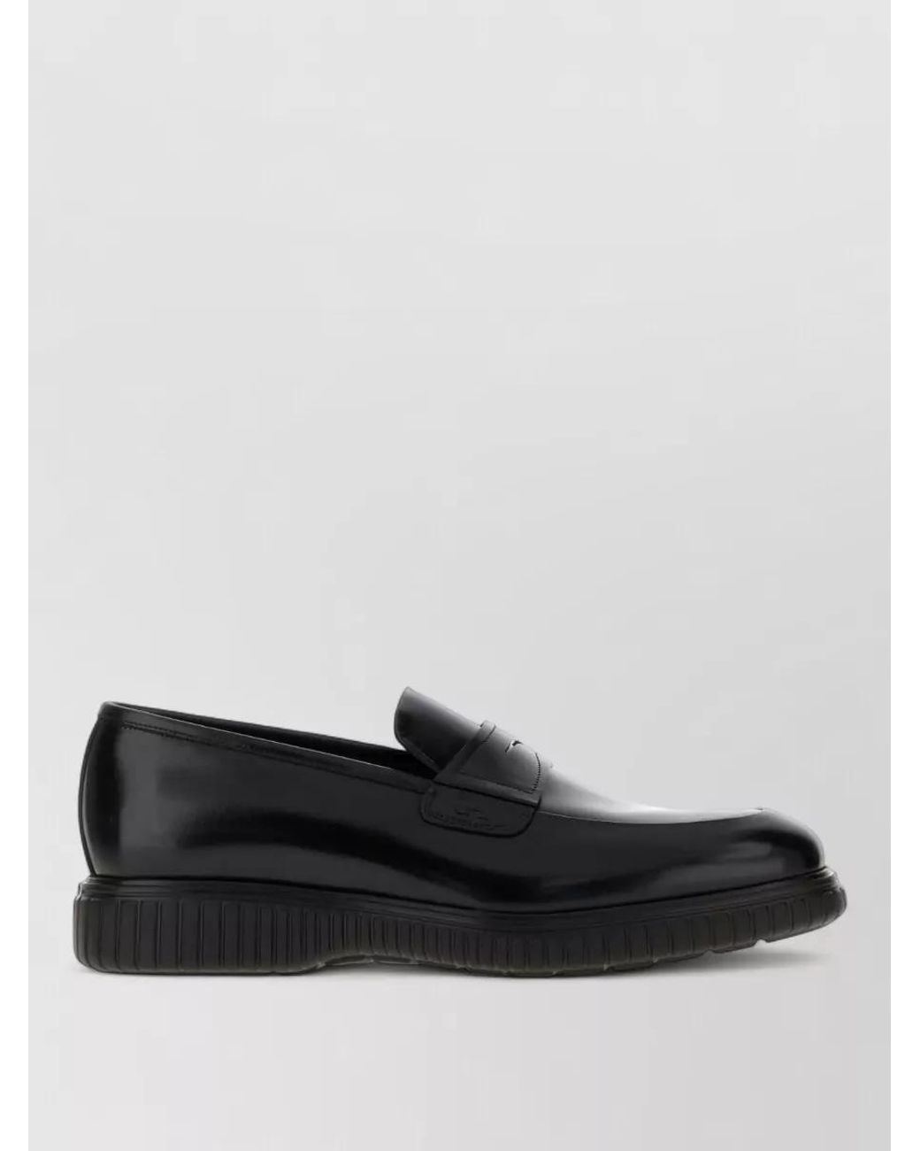 Ferragamo Black Leather Loafers for men