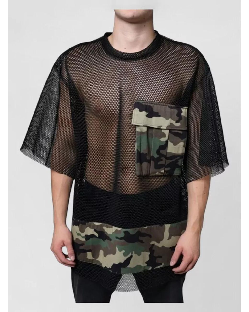 Dolce & Gabbana Black Mesh Camouflage Print Short-Sleeve T-Shirt for men