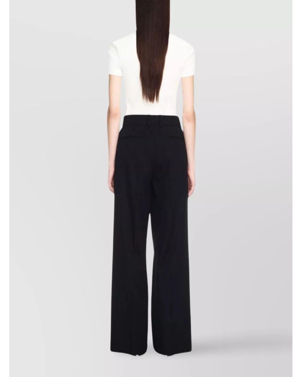 Off-White c/o Virgil Abloh Blue Wool High-Rise Wide-Leg Trousers
