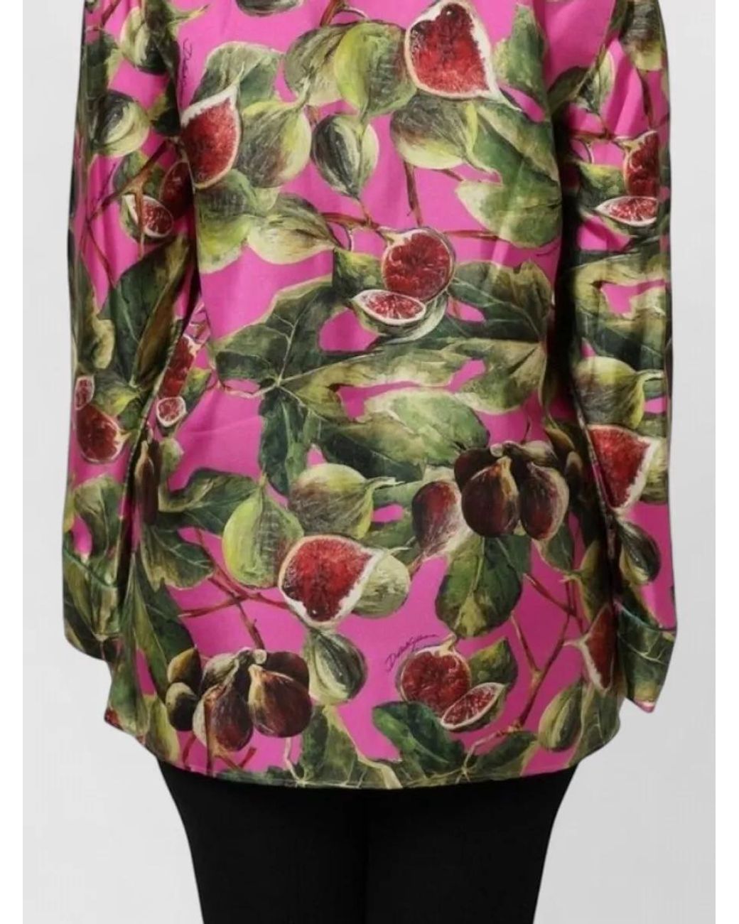 Dolce & Gabbana Red Silk Fig Print Pyjama Shirt