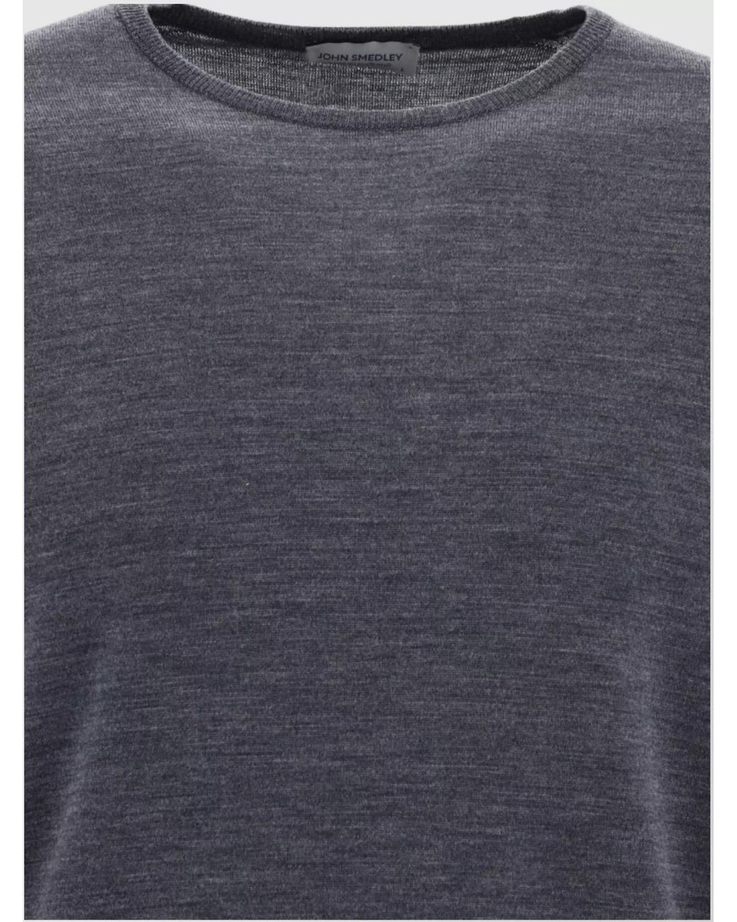 John Smedley Blue Merino Wool Crew Neck Jumper for men