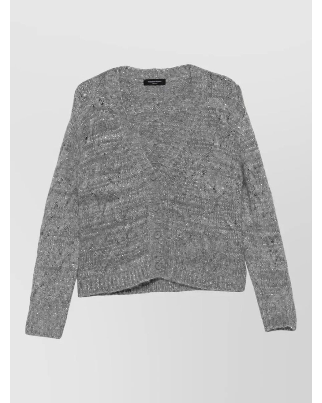Fabiana Filippi Gray Cashmere Wool-Blend Cardigan
