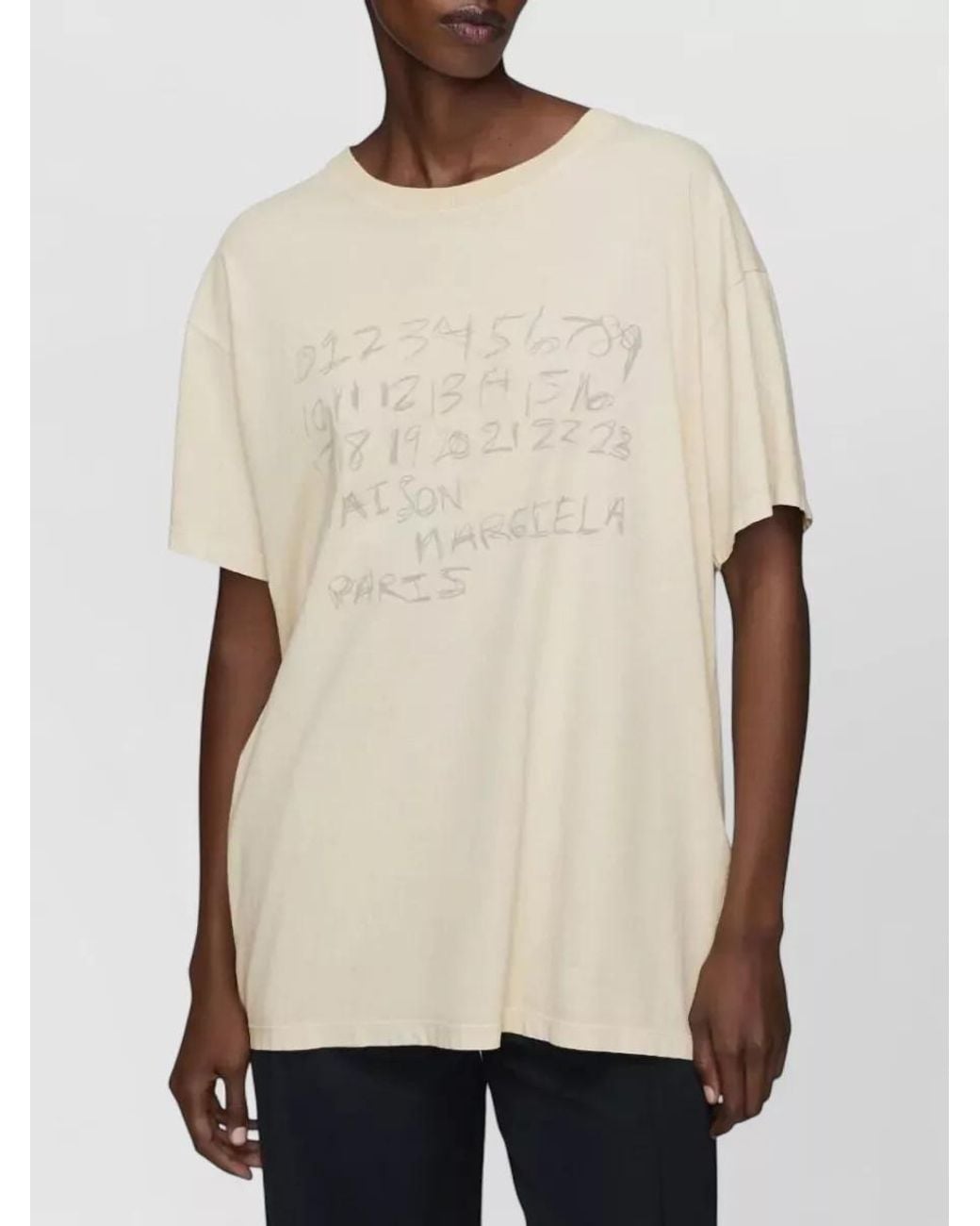 Maison Margiela Natural Printed Cotton Crewneck T-Shirt