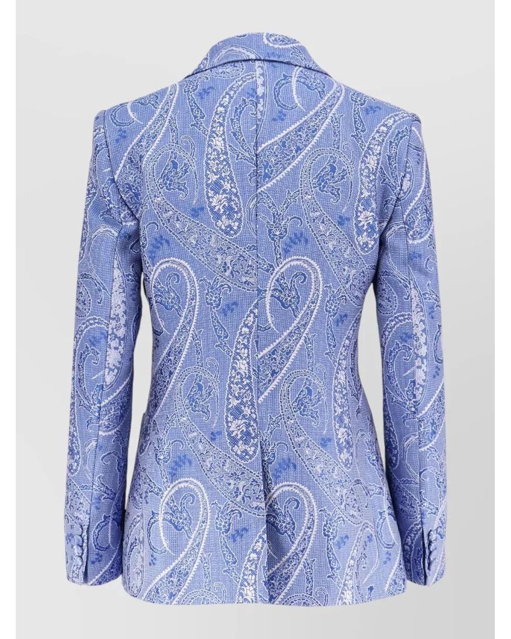 Etro Blue Silk Blend Paisley Print Single Breasted Blazer