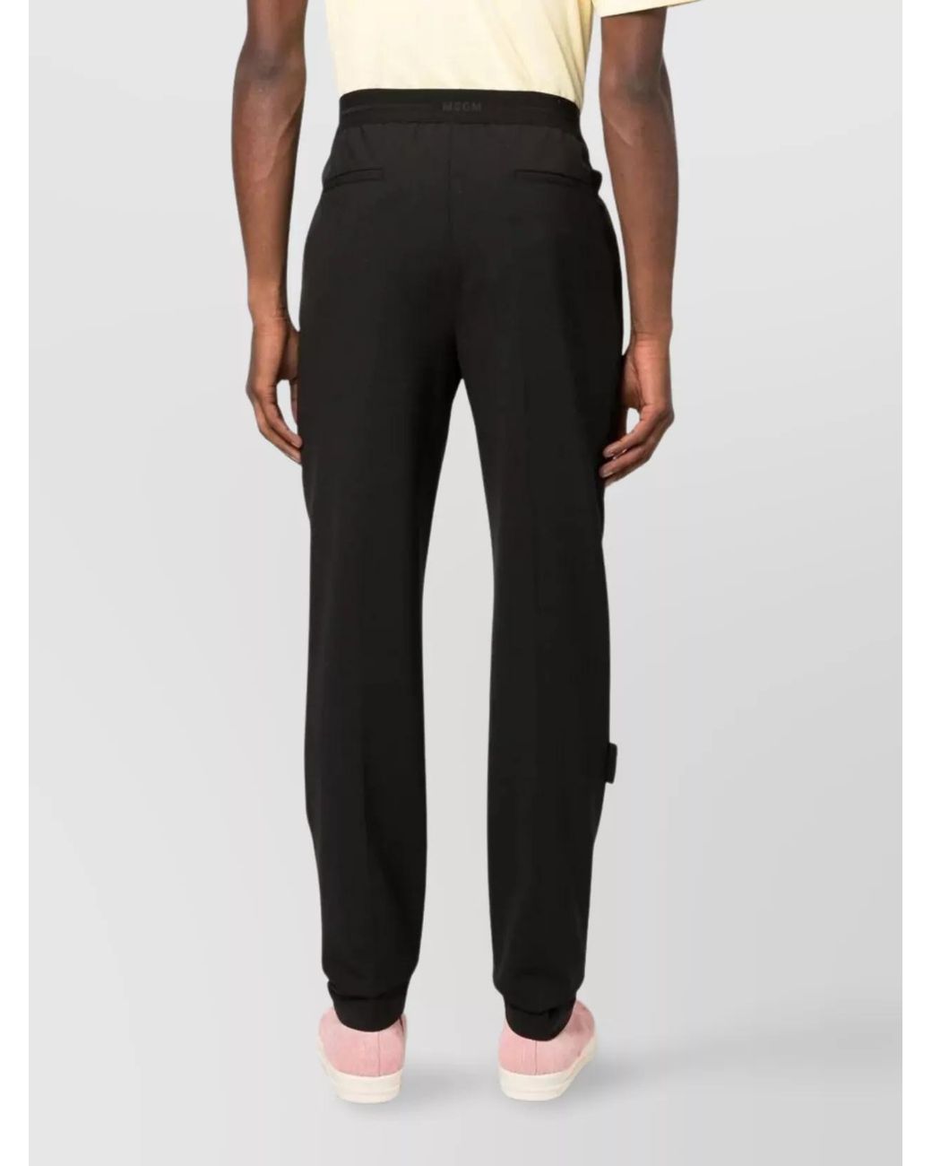 MSGM Black Virgin Wool Straight-Leg Trousers for men