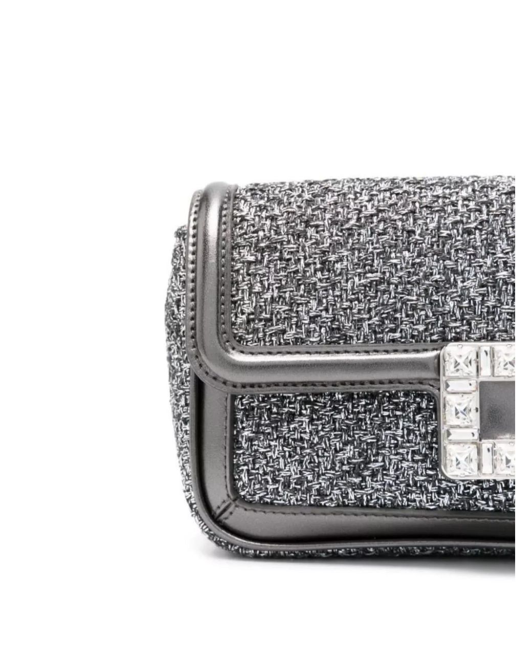 Roger Vivier Gray Leather Crystal-Embellished Shoulder Bag