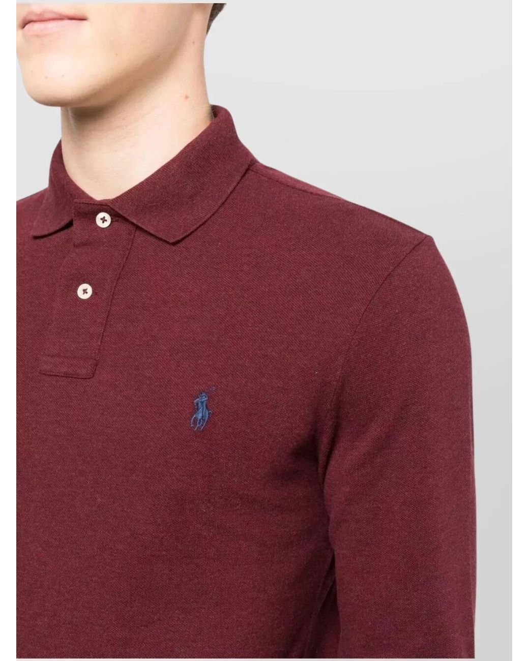 Polo Ralph Lauren Red Long-Sleeve Knit Polo Shirt for men
