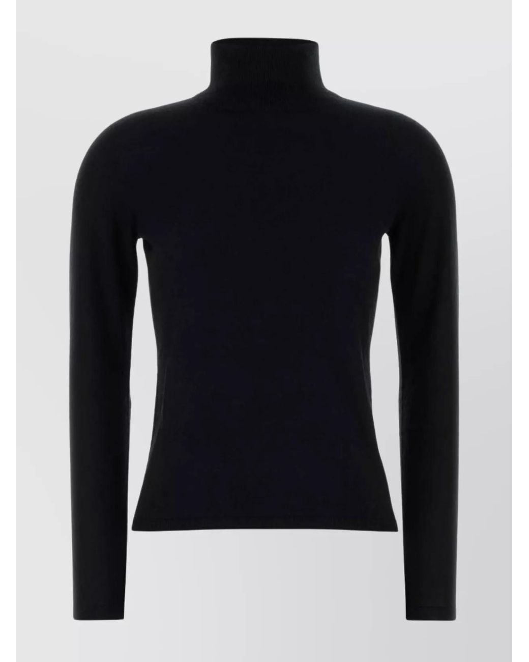 Max Mara Blue Cashmere Ribbed Turtleneck Sweater