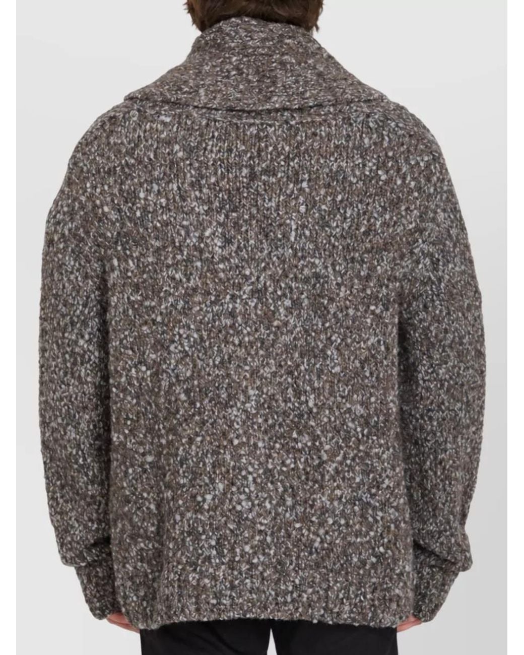 Bottega Veneta Gray Alpaca Leather Cardigan for men
