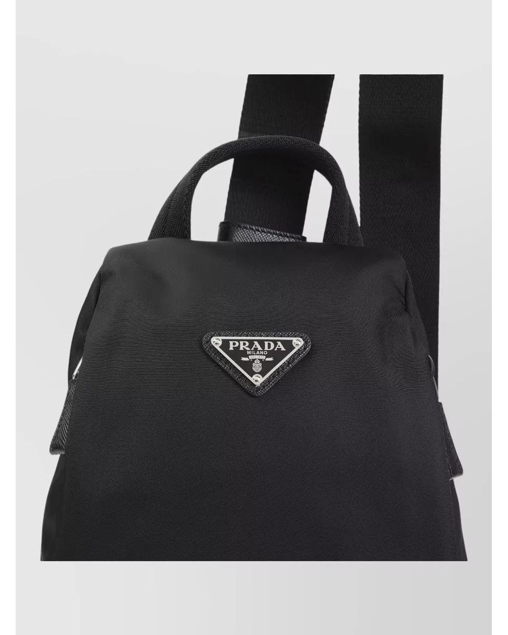 Prada Black Triangle Recycled Polyamide One-Shoulder Backpack