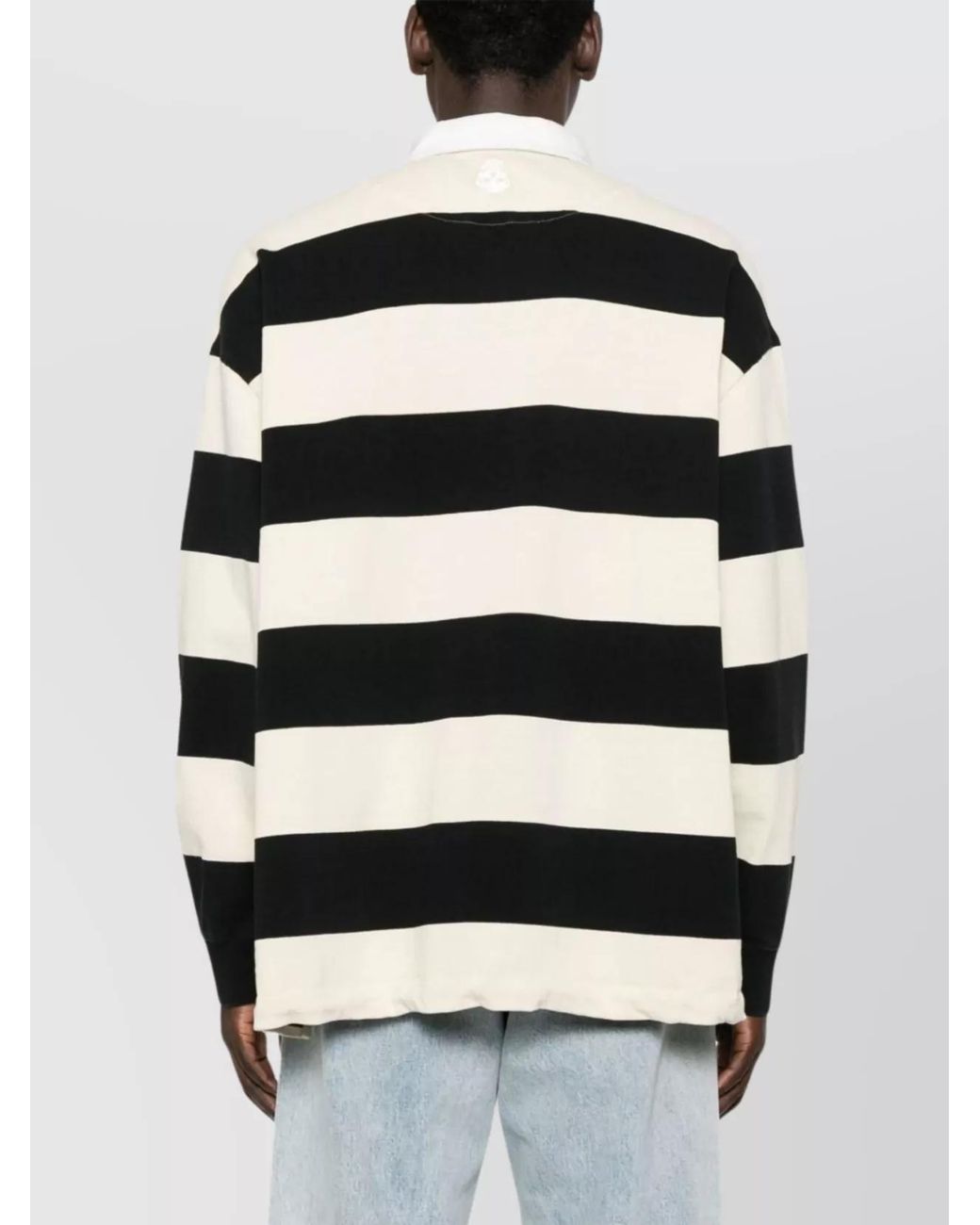 McQueen White Striped Oversized Cotton Polo Shirt for men