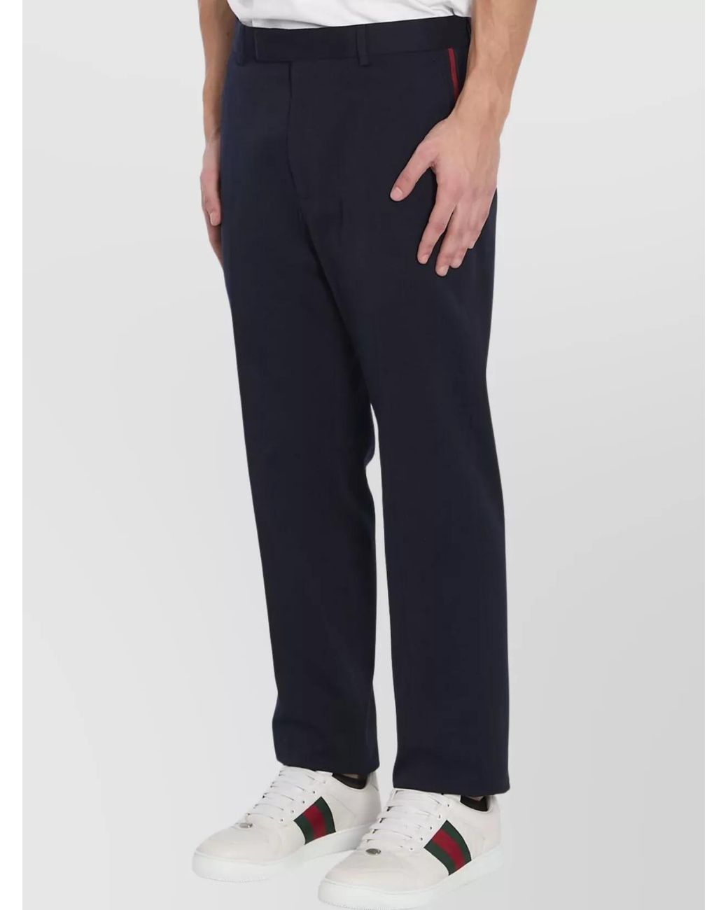 Gucci Blue Cotton Straight-Leg Tailored Trousers for men
