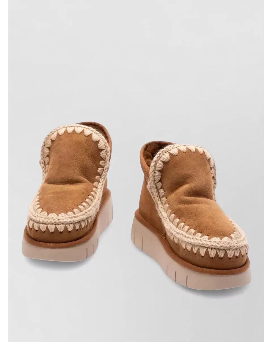 Mou Brown Shearling Ankle-Length Slippers