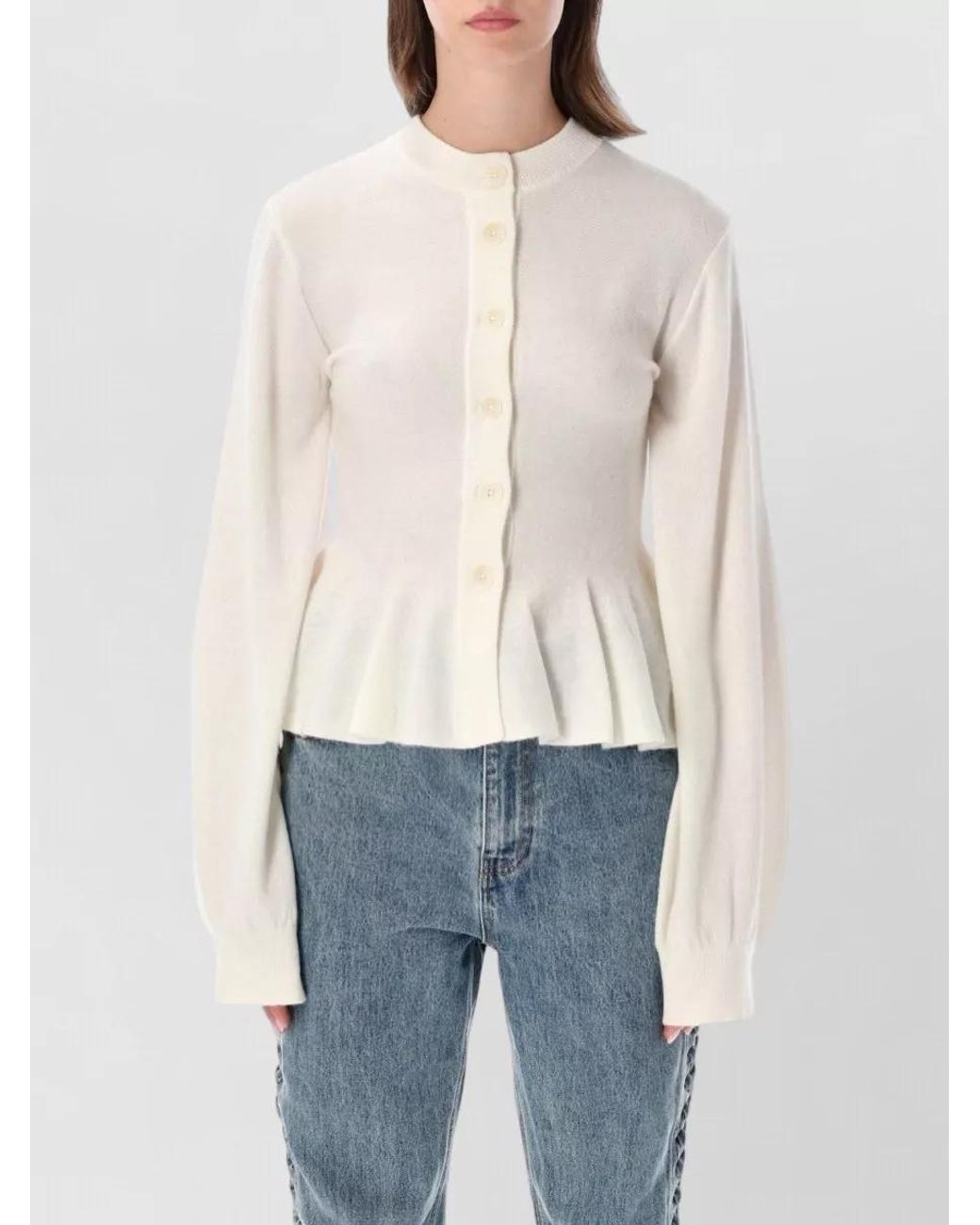 ROTATE BIRGER CHRISTENSEN Natural Wool Cashmere Cardigan