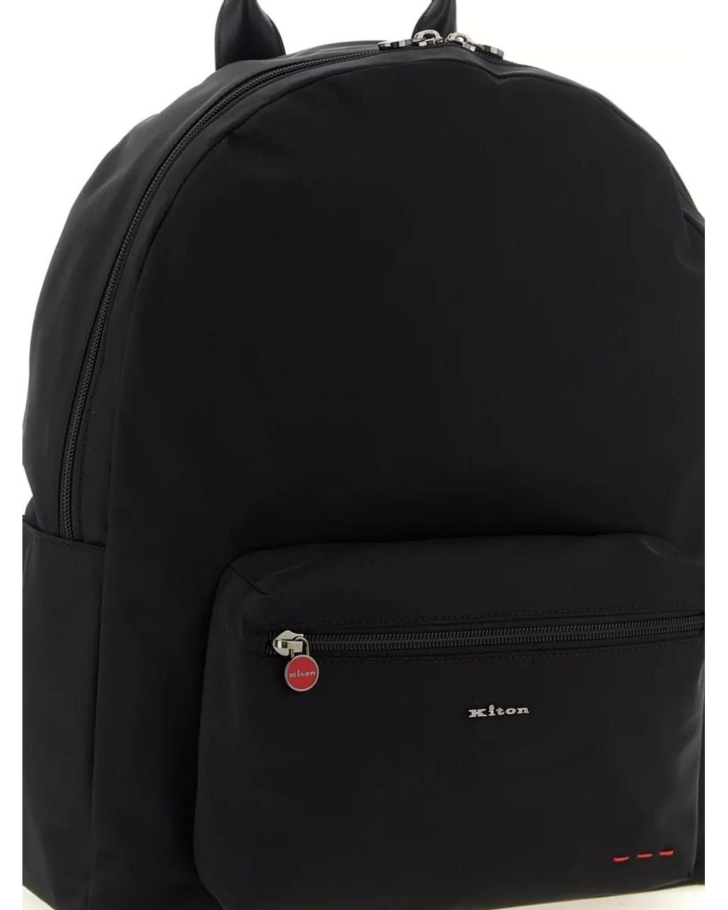 Kiton Black Technical Canvas Backpack for men