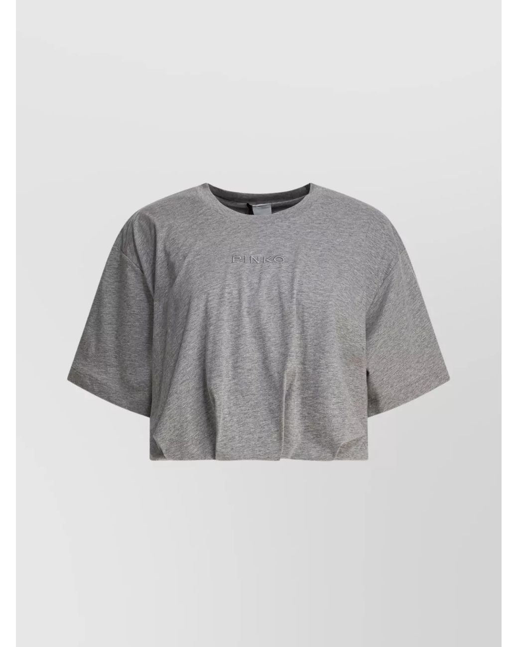 Pinko Gray Cotton Logo Embroidered Short-Sleeve T-Shirt