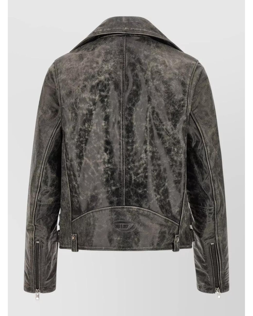 DIESEL Black Leather Biker Jacket for men
