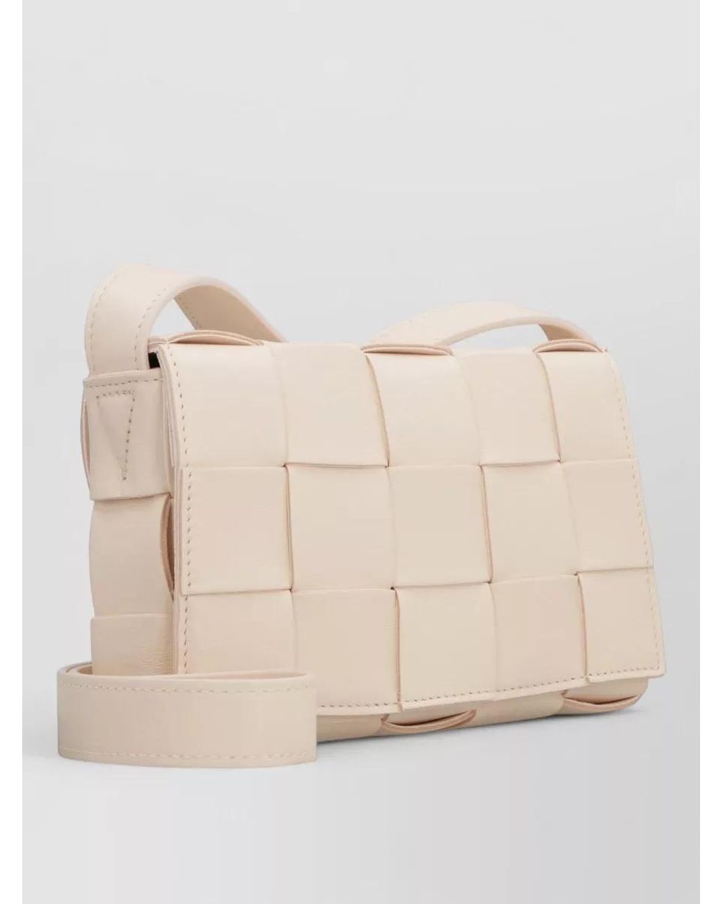 Bottega Veneta White Cassette Small Leather Cross-Body Bag