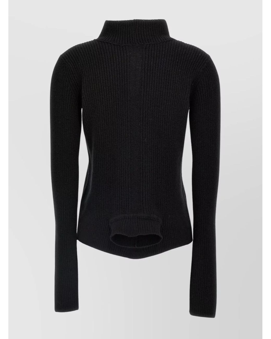 Rick Owens Black Ribbed Cashmere Mock Neck Cutout Jumper