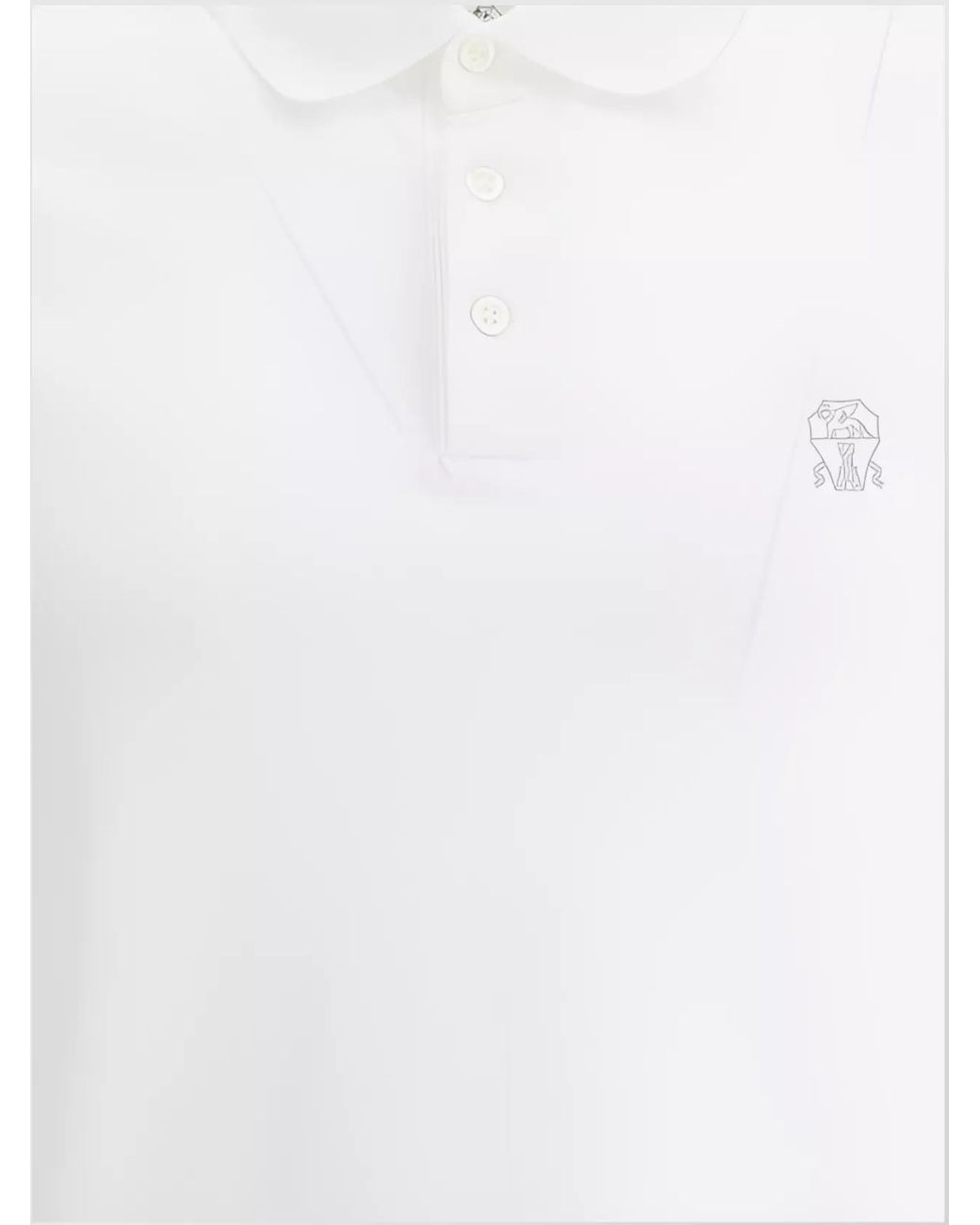 Brunello Cucinelli White Cotton Piqué Short-Sleeve Polo Shirt for men