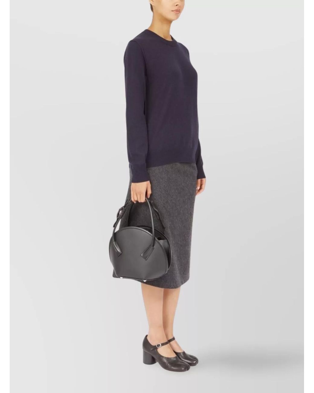 Maison Margiela Black Small Leather Handbag With Bow And Knot