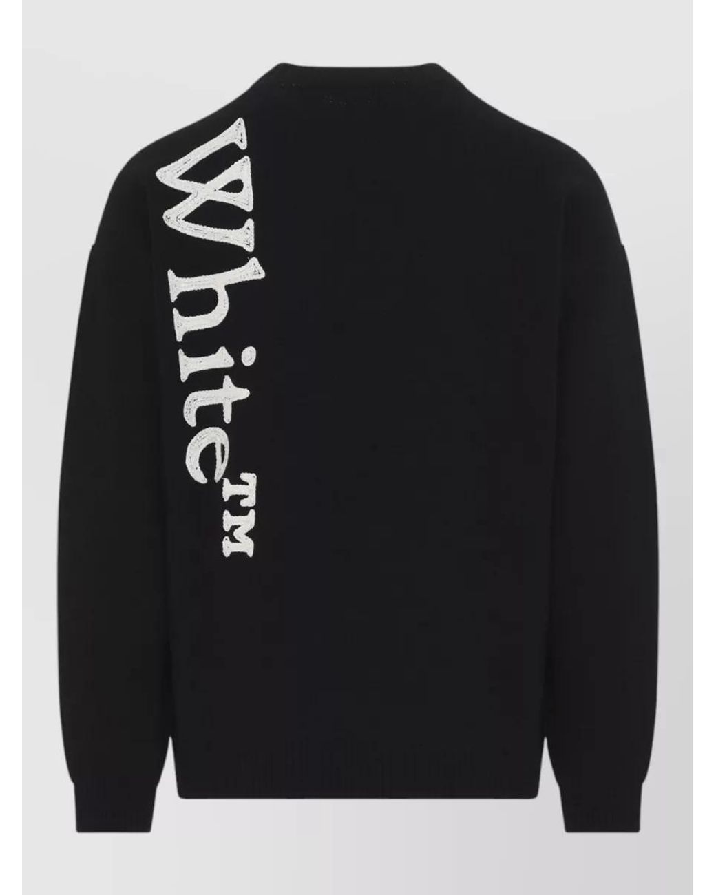 Off-White c/o Virgil Abloh Black Wool Logo-Intarsia Crewneck Sweater for men