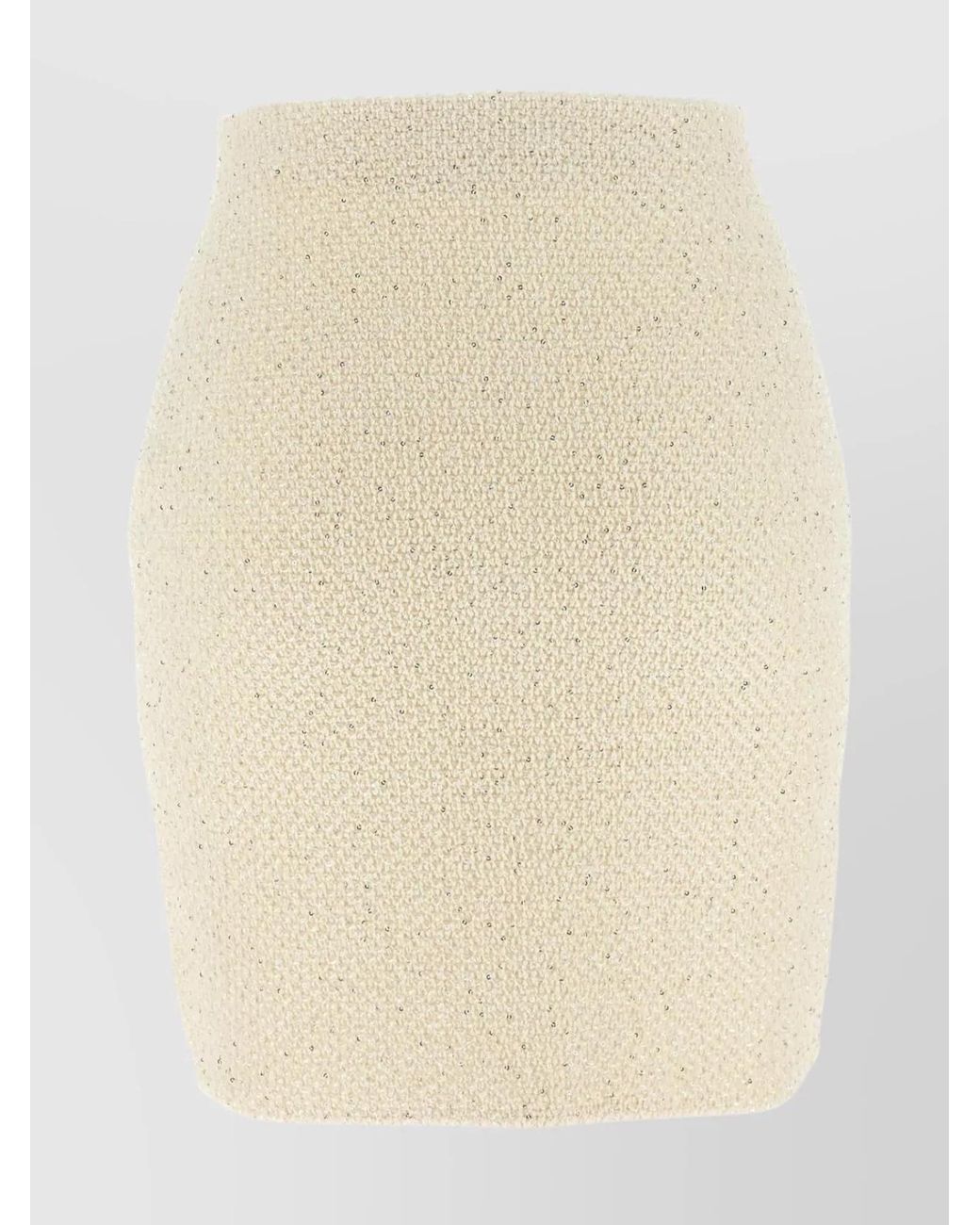 Self-Portrait Natural Sequinned Bouclé Mini Skirt
