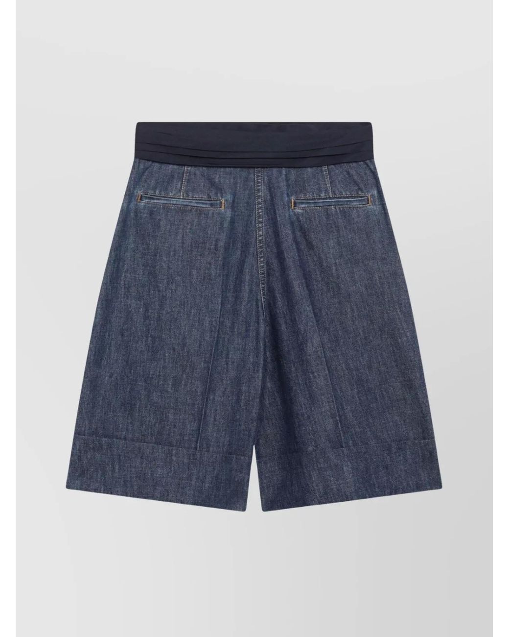Valentino Blue Denim Bermuda Shorts With Oversized Bow