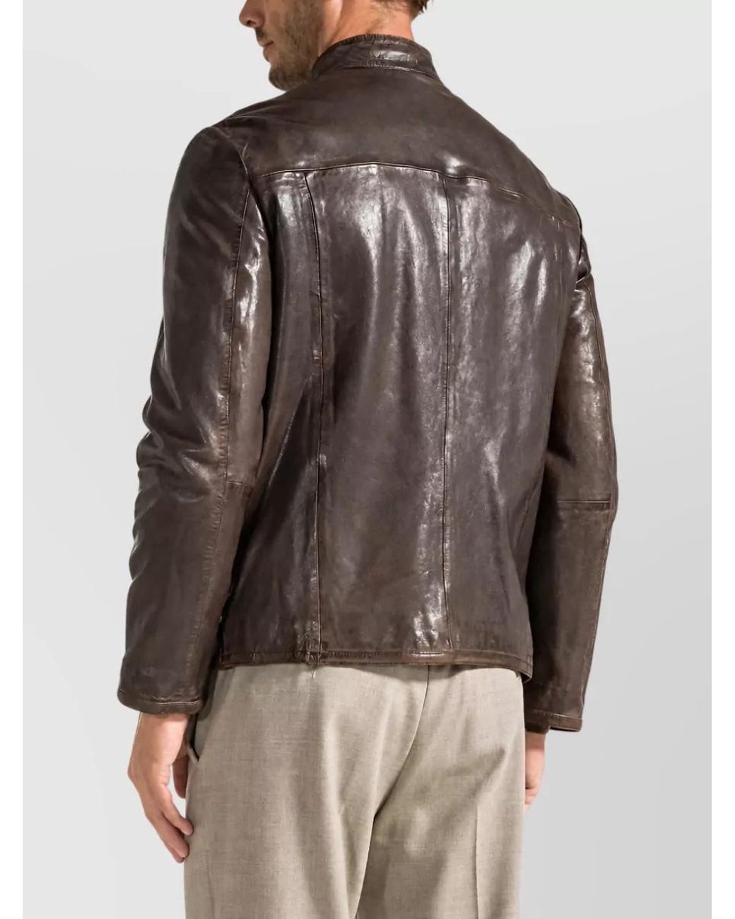 SEVENTY VENEZIA Brown Leather Jacket for men