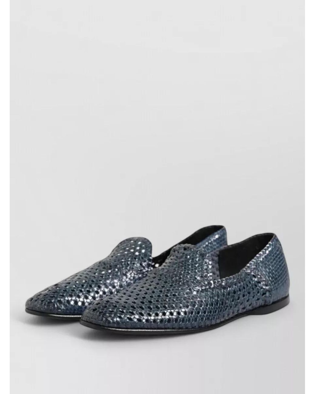Dolce & Gabbana Blue Woven Leather Loafers for men