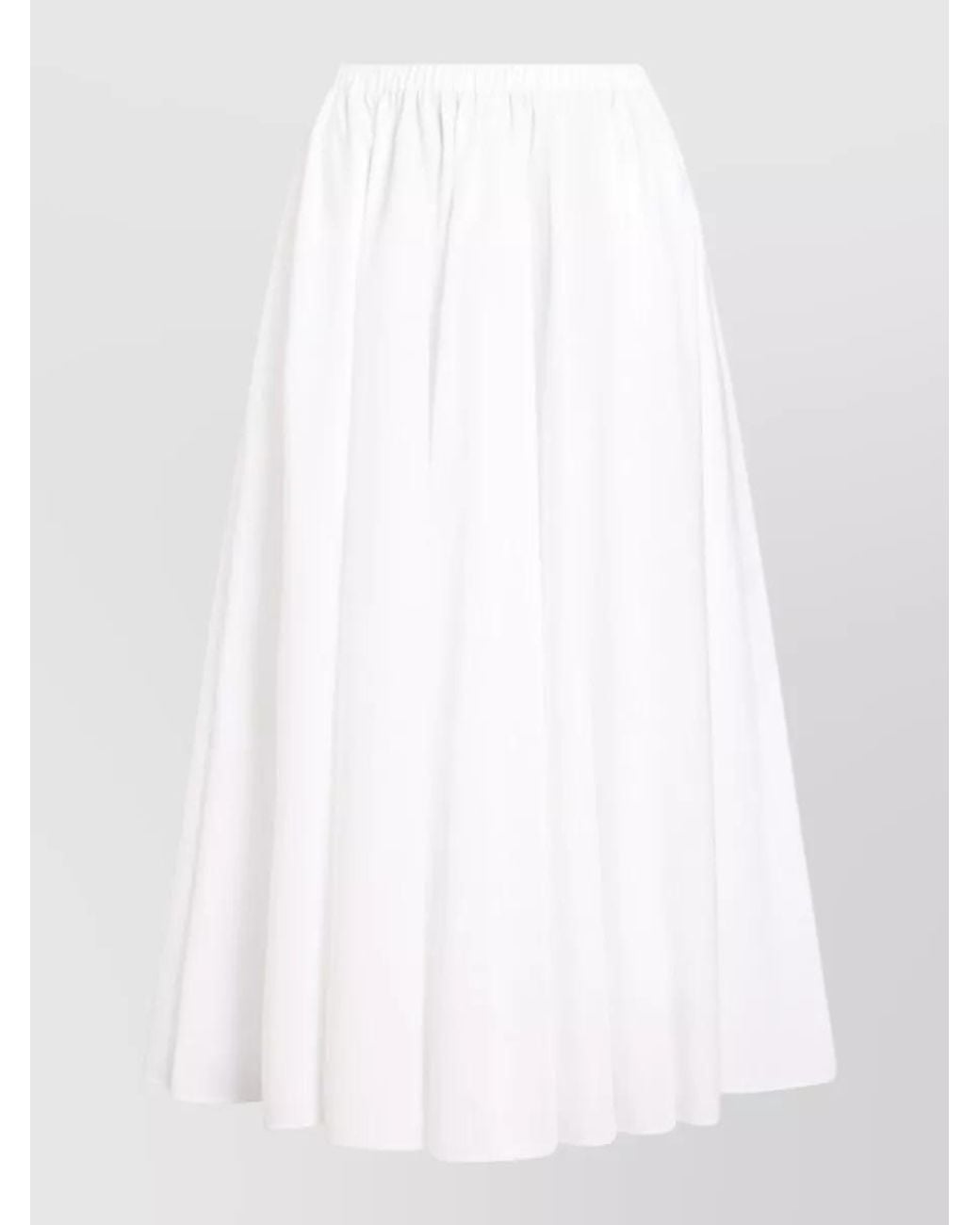 Patou White Cotton Midi Skirt