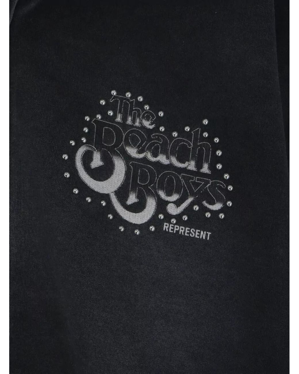 Represent Black Cotton Printed Hooded Zip Sweatshirt for men