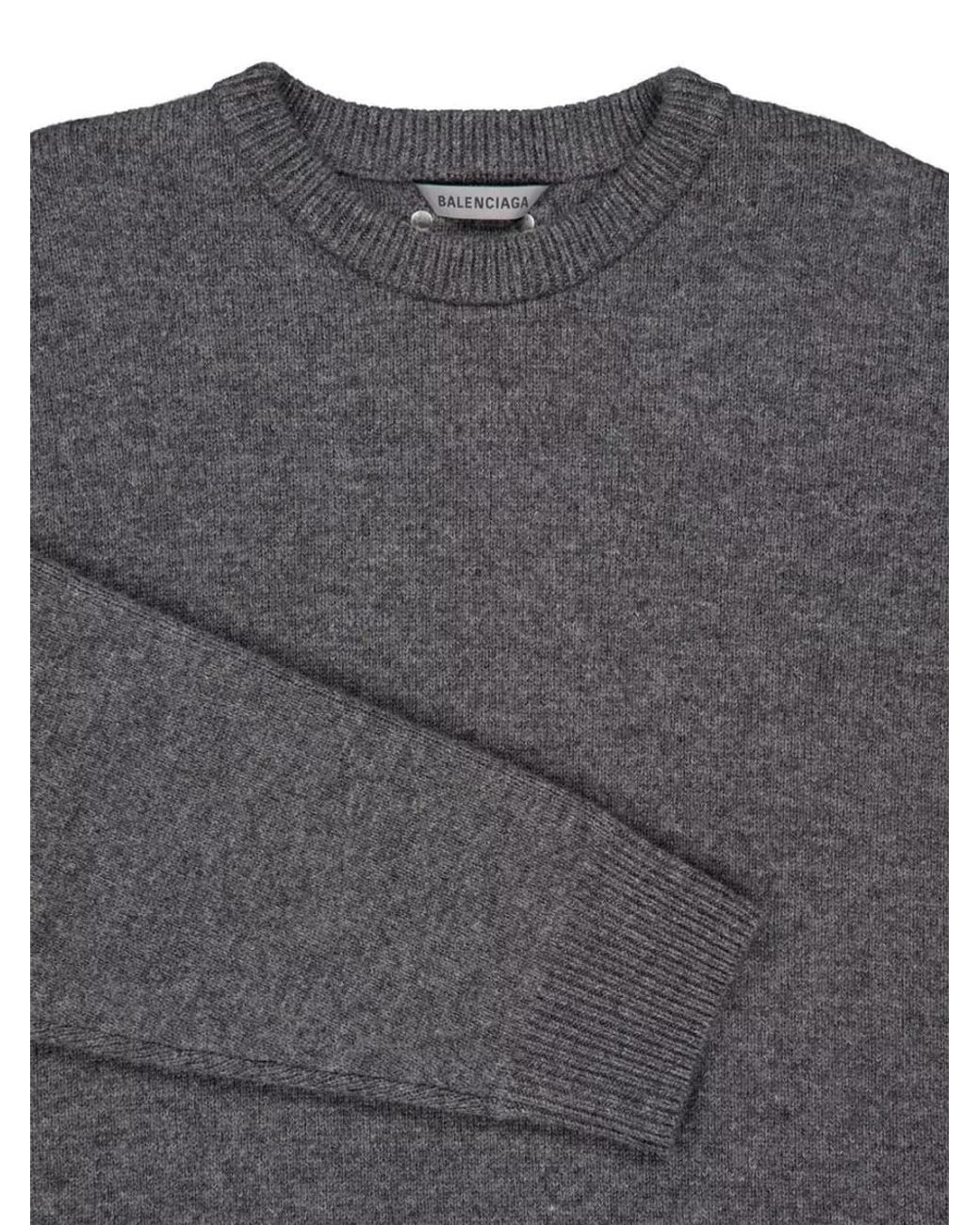 Balenciaga Gray Wool Oversized Crewneck Jumper for men