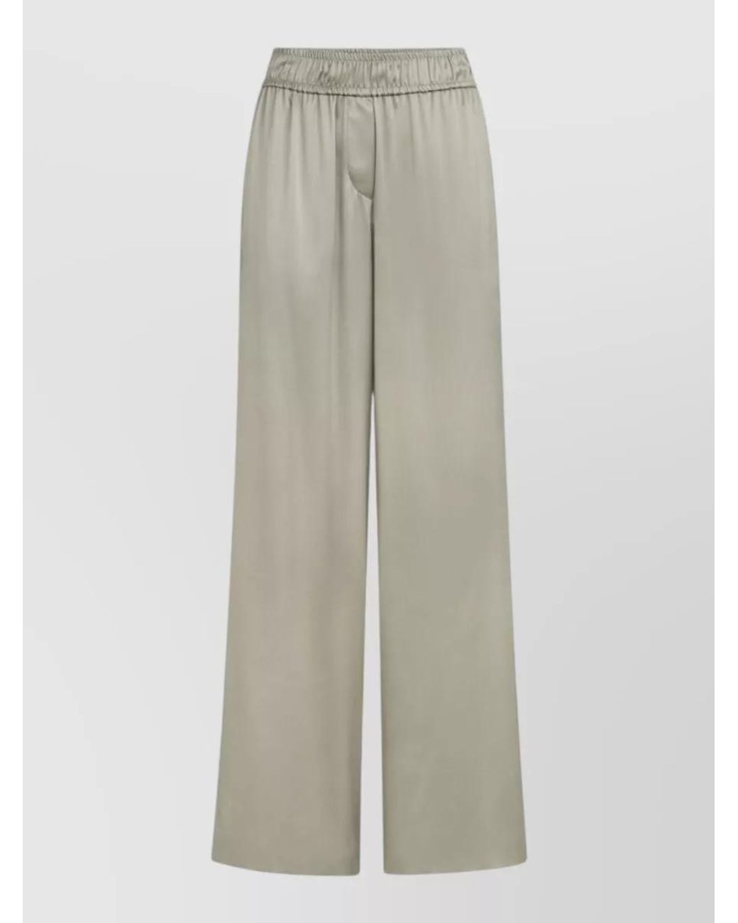 Brunello Cucinelli White Silk Satin Wide-Leg Trousers