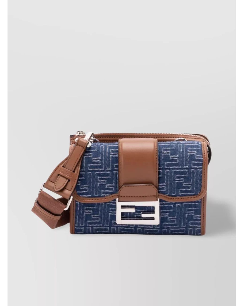Fendi Blue Denim Jacquard Shoulder Bag for men