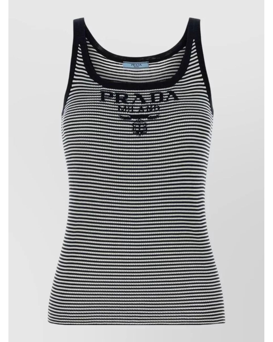 Prada Black Logo Embroidered Knitted Tank Top