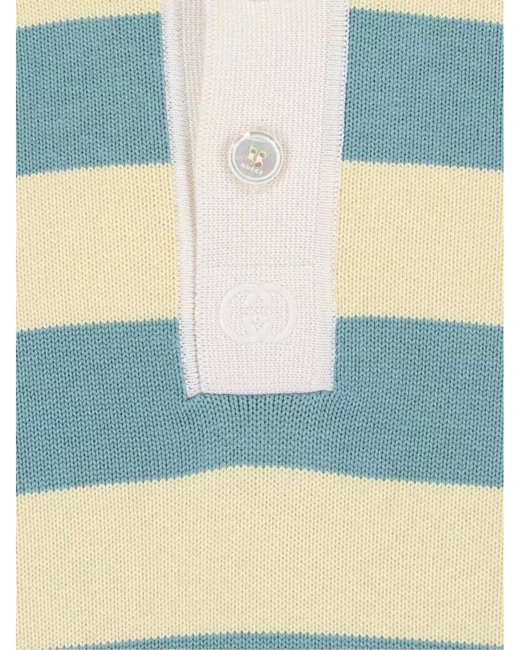Gucci Blue Silk Polo Shirt for men