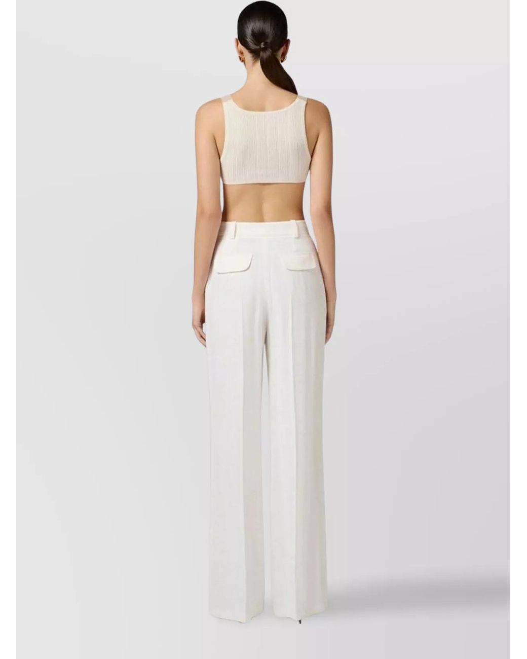 Elisabetta Franchi White Wide Leg Trousers
