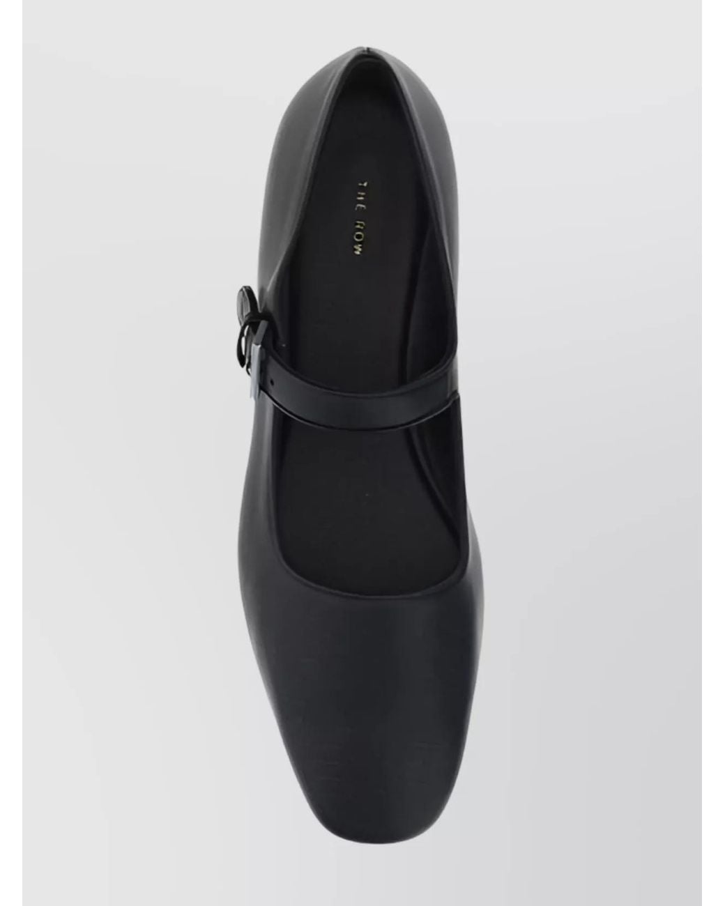 The Row Black Leather Mary Jane Ballerina Shoes