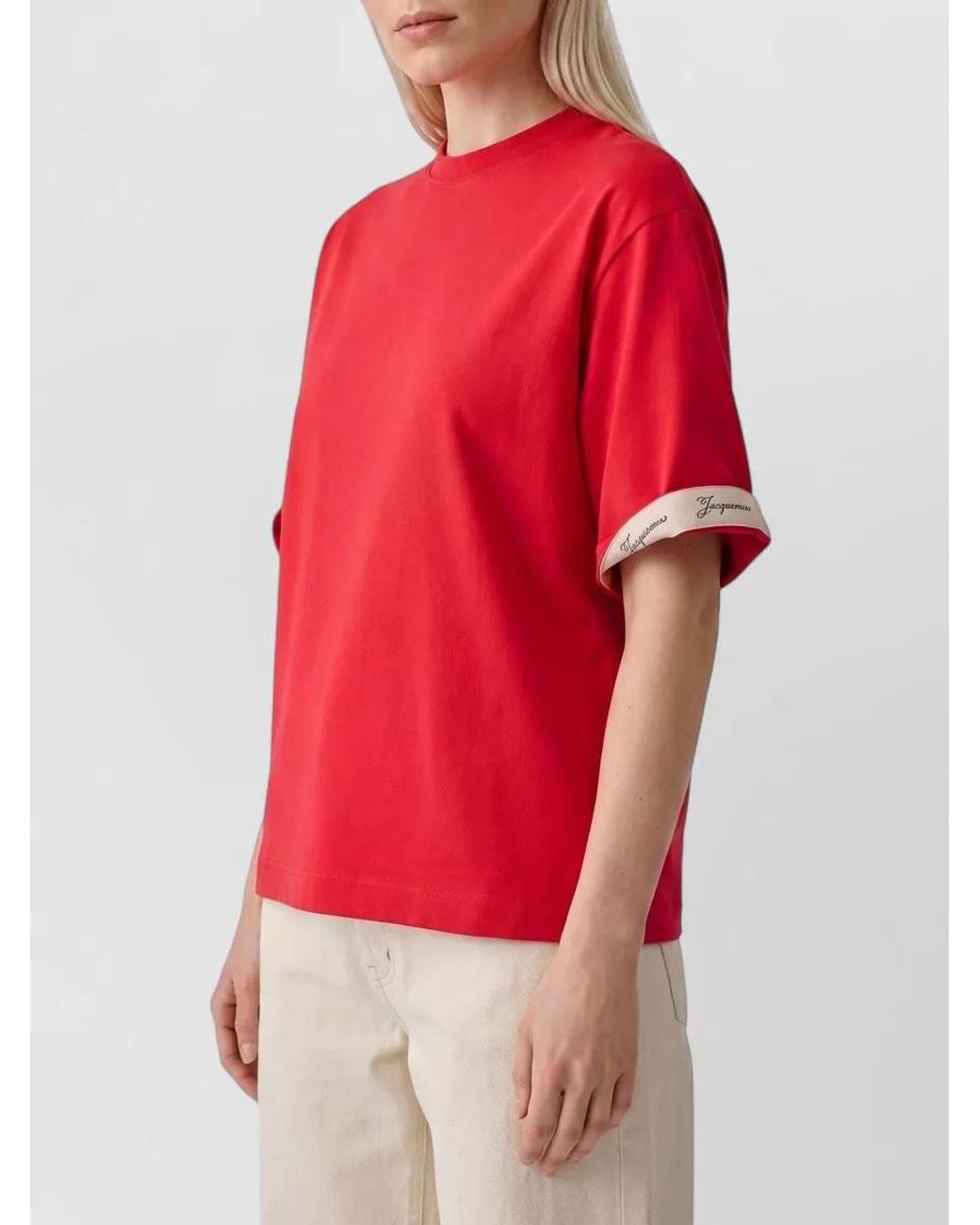Jacquemus Red Ribbed Crew Neck Short-Sleeve T-Shirt