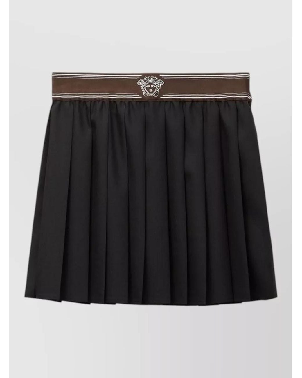 Versace Black Wool Mohair Pleated Mini Skirt