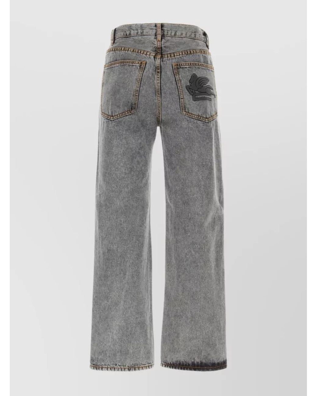 Etro Gray Denim Easy Fit Wide-Leg Jeans for men